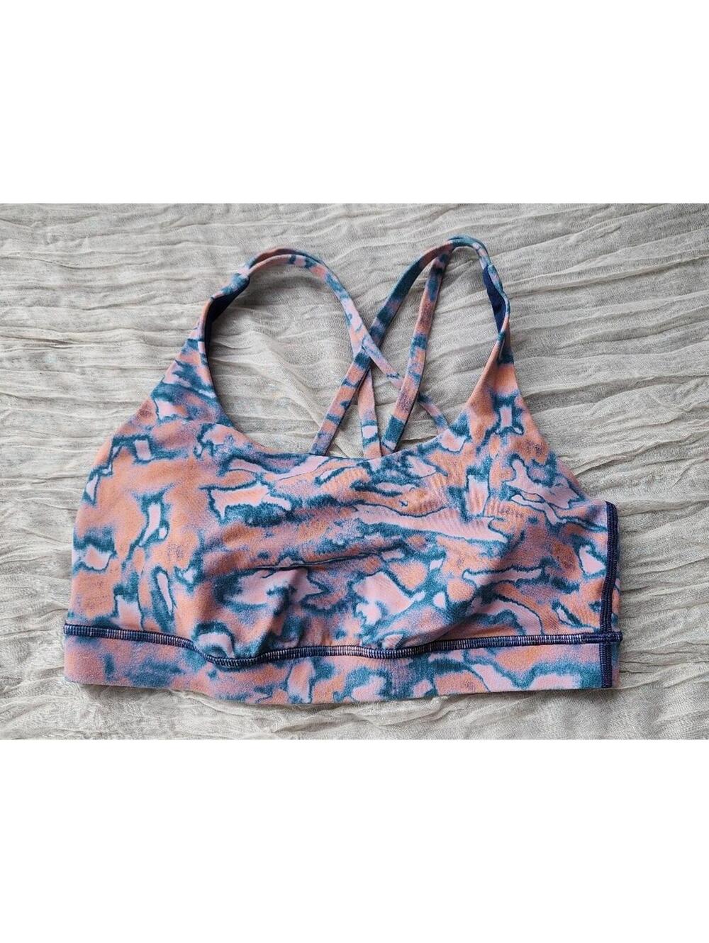 Lululemon Strappy Back Sports Bra Pink Blue Marble Print (No Size Tag)